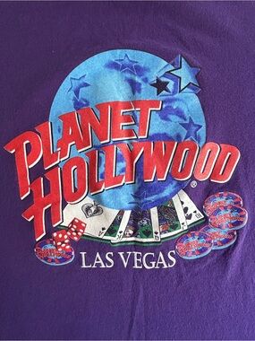 Vintage Planet Hollywood Shirt L Purple Las Vegas Casino Made USA 90s Retro